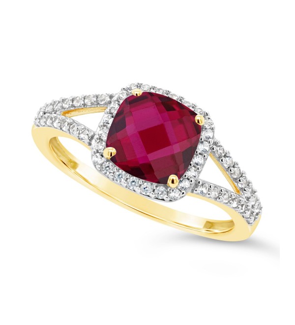 Created Ruby (1-3/4 ct. ) and Created White Sapphire (1/4 ct. ) Ring in 10k Yellow Gold