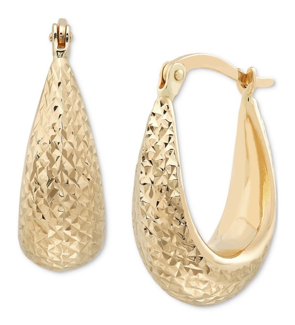 Graduated Textured Chunky Oval Hoop Earrings in 14k Gold  