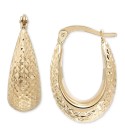 Graduated Textured Chunky Oval Hoop Earrings in 14k Gold  