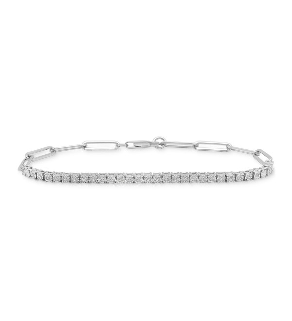 Diamond Paperclip Link Tennis Bracelet (1/4 ct. ) in Sterling Silver  