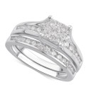 Diamond Cluster Channel-Set Bridal Set (1 ct. ) in 14k White  Yellow or Rose Gold