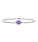 Amethyst (1-1/10 ct. ) & Lab-Created White Sapphire (1/10 ct. ) Halo Link Bracelet in Sterling Silver (Also in Blue Topaz  Citrine & Mystic Topaz)