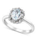 Aquamarine (5/8 ct. ) & Diamond (1/10 ct. ) Ring in 14k White Gold