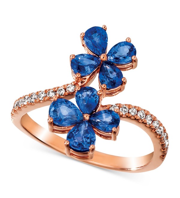 Blueberry Sapphire (1-1/2 ct. ) & Nude Diamond (1/5 ct. ) Flower Statement Ring in 14k Rose Gold