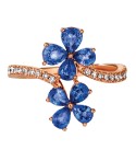 Blueberry Sapphire (1-1/2 ct. ) & Nude Diamond (1/5 ct. ) Flower Statement Ring in 14k Rose Gold