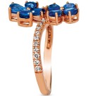 Blueberry Sapphire (1-1/2 ct. ) & Nude Diamond (1/5 ct. ) Flower Statement Ring in 14k Rose Gold