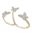 Diamond Butterfly Double Finger Ring (1/2 ct. ) in 10k White or Yellow Gold  