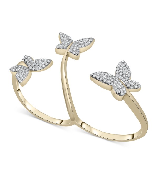 Diamond Butterfly Double Finger Ring (1/2 ct. ) in 10k White or Yellow Gold  