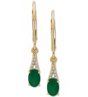 Emerald (7/8 ct. ) & Diamond (1/20 ct. ) Drop Earrings in 10k Gold