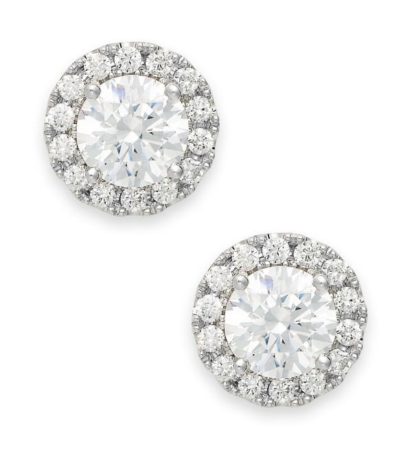 Diamond Round Halo Stud Earrings in 14k White Gold (1/3 ct. )