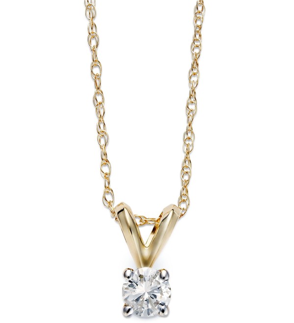 Round-Cut Diamond Pendant Necklace in 10k  or White Gold (1/5 ct. )