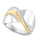 Diamond Crossover Statement Ring (1/10 ct. ) in Sterling Silver & 14k Gold-Plate