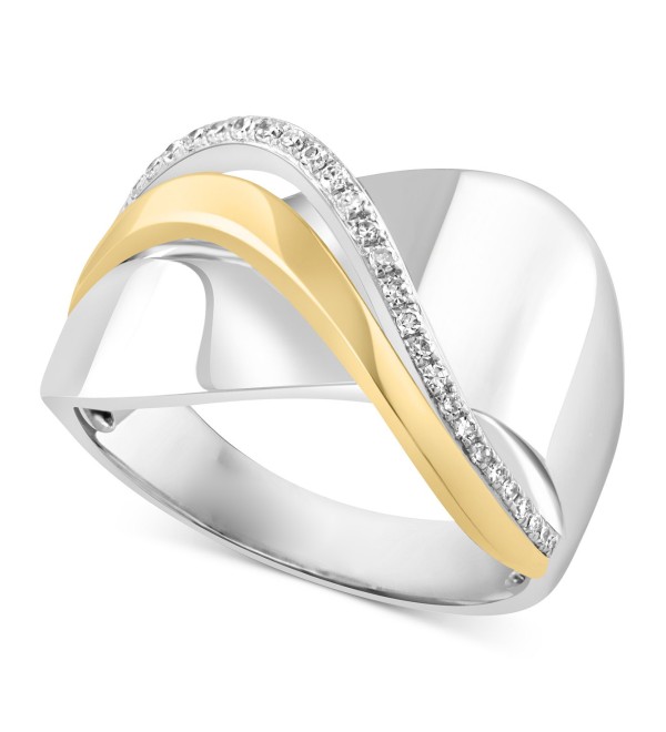 Diamond Crossover Statement Ring (1/10 ct. ) in Sterling Silver & 14k Gold-Plate