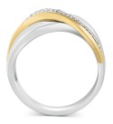 Diamond Crossover Statement Ring (1/10 ct. ) in Sterling Silver & 14k Gold-Plate