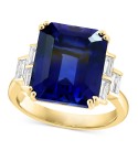 Lab Grown Sapphire (12-3/4 ct. ) & Lab Grown Diamond (5/8 ct. ) Statement Ring in 14k Gold