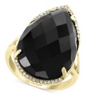 Onyx (22 x 15mm) & Diamond (1/10 ct. ) Statement Ring in 14k Gold