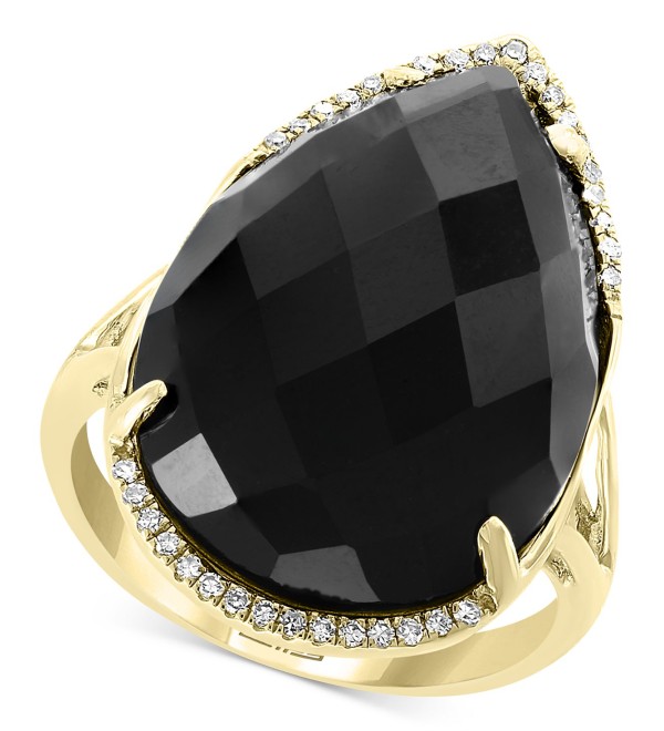 Onyx (22 x 15mm) & Diamond (1/10 ct. ) Statement Ring in 14k Gold