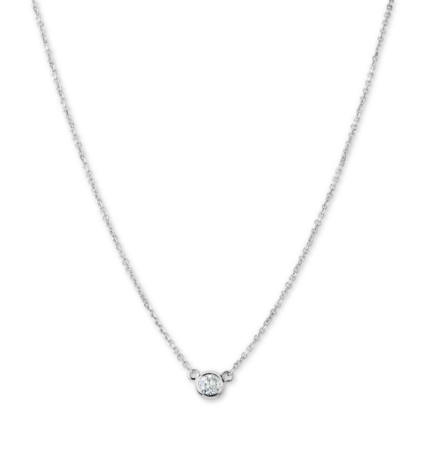 Diamond Bezel-Set Adjustable Pendant Necklace (1/6 ct. ) in 14k White Gold