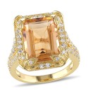 Citrine (6-1/4 ct. t.w)  White Topaz (1-1/3 ct. ) and Diamond Accent Halo Leaf Ring in 18k Yellow Gold Over Sterling Silver