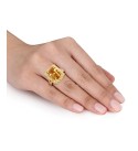 Citrine (6-1/4 ct. t.w)  White Topaz (1-1/3 ct. ) and Diamond Accent Halo Leaf Ring in 18k Yellow Gold Over Sterling Silver