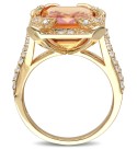 Citrine (6-1/4 ct. t.w)  White Topaz (1-1/3 ct. ) and Diamond Accent Halo Leaf Ring in 18k Yellow Gold Over Sterling Silver