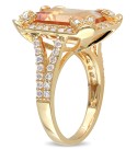 Citrine (6-1/4 ct. t.w)  White Topaz (1-1/3 ct. ) and Diamond Accent Halo Leaf Ring in 18k Yellow Gold Over Sterling Silver