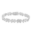 Diamond Accent Elephant Link Bracelet in   Rose Gold or Gold Plate