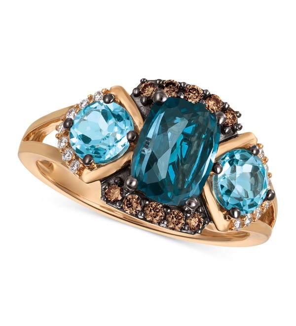 Chocolatier Blue Topaz (2-5/8 ct. ) and Diamond (1/5 ct. ) Ring in 14k Rose Gold  