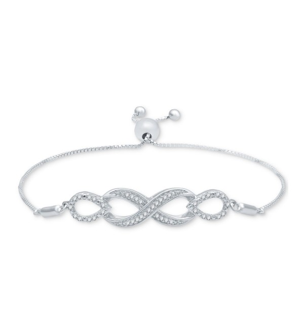 Diamond Infinity Bolo Bracelet (1/6 ct. ) in Sterling Silver