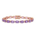 Amethyst (14 ct. ) & White Sapphire (3/5 ct. ) Link Bracelet in 14k Rose Gold