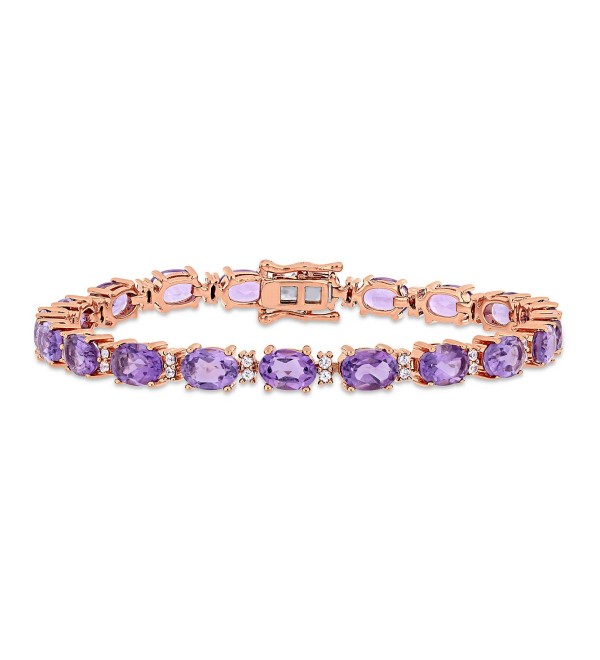 Amethyst (14 ct. ) & White Sapphire (3/5 ct. ) Link Bracelet in 14k Rose Gold