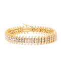 Diamond Accent Wide Link Chain Bracelet in Gold-Plated or Silver-Plated Brass