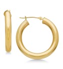 Polished Tube Hoop Earrings in 14k Gold  1