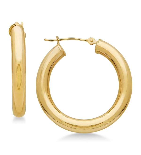 Polished Tube Hoop Earrings in 14k Gold  1