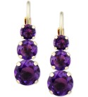 Amethyst Triple Stone Drop Earrings (1-3/8 ct. ) in 14k Gold