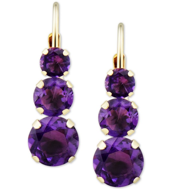 Amethyst Triple Stone Drop Earrings (1-3/8 ct. ) in 14k Gold