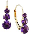 Amethyst Triple Stone Drop Earrings (1-3/8 ct. ) in 14k Gold