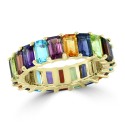 Multi-Gemstone Emerald-Cut Band (7-1/2 ct. ) in 14k Gold