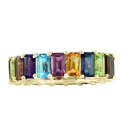 Multi-Gemstone Emerald-Cut Band (7-1/2 ct. ) in 14k Gold